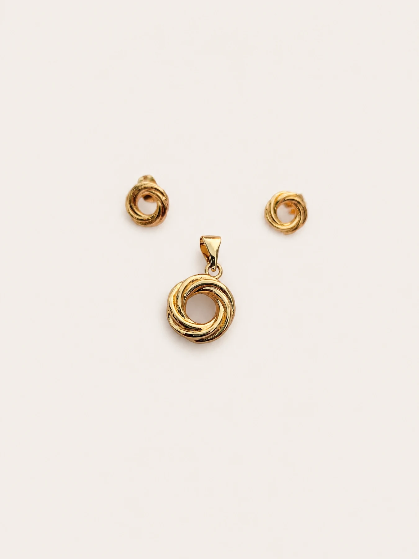 Circle-Motif Gold-Tone Jewellery Set